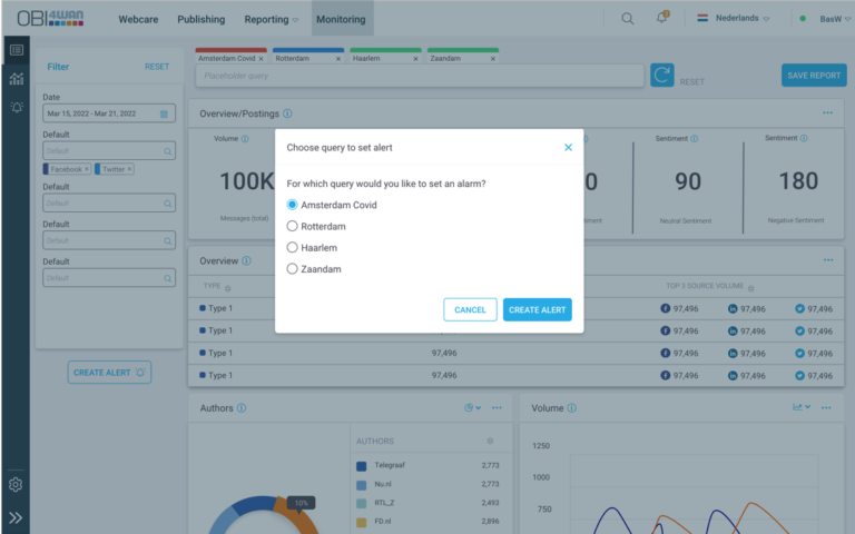 If you have multiple searches, you will be asked for which you want to set an alert.
